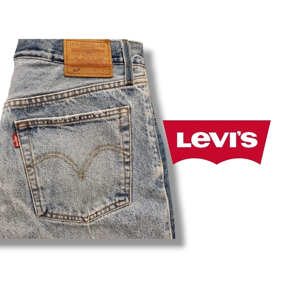 Levi's Premium 501 Two-Tone Straight-Leg Jeans Distressed Denim Blue Jeans 30x30 - Picture 13 of 17